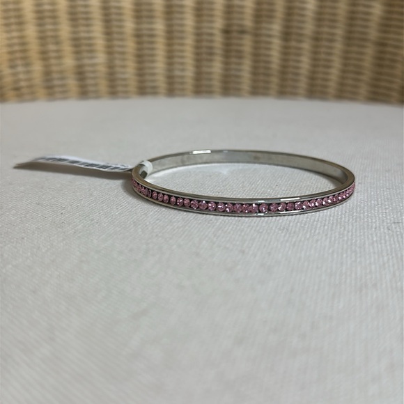 NWT Pretty Pink Silver Channel Set Crystal Bangle Bracelet - Picture 4 of 7